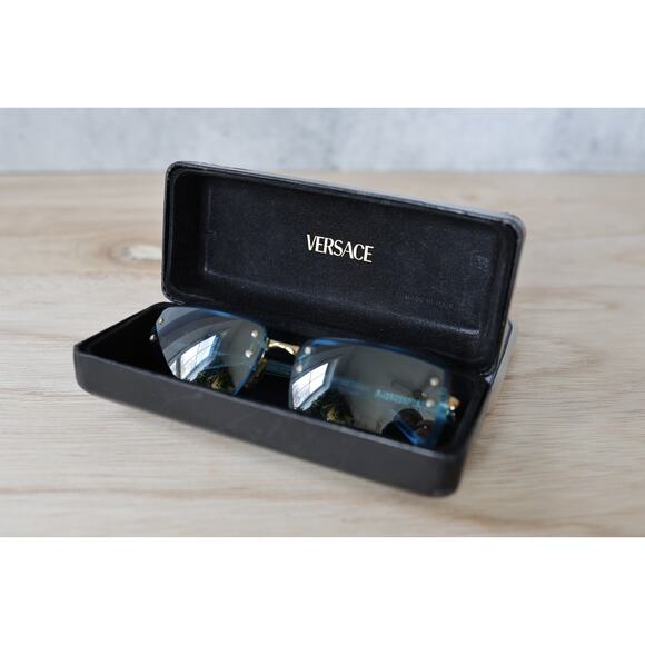 Vintage Versace Sunglasses 1990s Italy rimless with case mod x81 col 030/270 - Picture 14 of 16